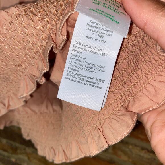 NWT J. Crew Pink Off The Shoulder Puff Sleeve Smocked Crop Top Womens Size Large - Picture 5 of 7